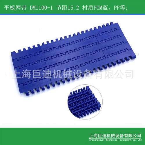 巨迪供应DM1100-2型塑料网带 1100平板网带 网链 POM蓝色15.2节距