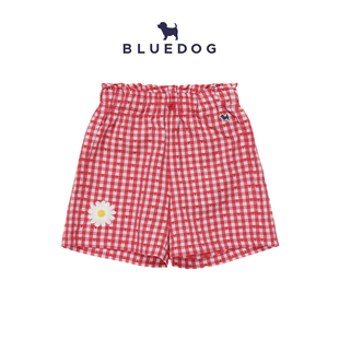 休闲格子松紧腰短裤 BLUEDOG 韩国蓝狗26SS春夏简约格纹短裤