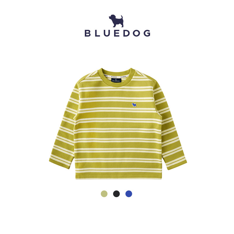 BLUEDOG 韩国蓝狗26FW经典条纹长袖T恤男中大童休闲圆领内搭卫衣