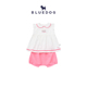 甜美休闲两件套短袖 BLUEDOG蓝狗春夏儿童花边无袖 套装 上衣