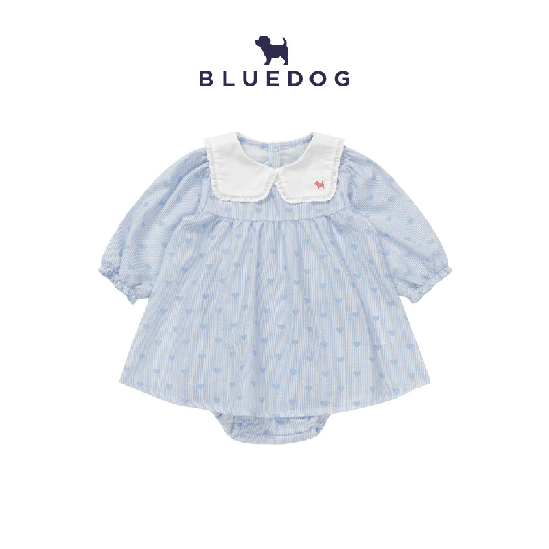 BLUEDOG 韩国蓝狗26SS春季休闲迷你小爱心连衣裙女宝宝裙子