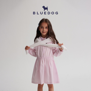 连衣裙透气女童宝宝百搭连衣裙 条纹衬衫 BLUEDOG蓝狗25年新款 春季