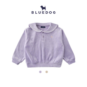 BLUEDOG 韩国蓝狗25FW儿童水手领罗纹绒男女童舒适保暖卫衣