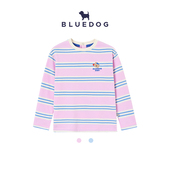 彩色条纹休闲风圆领长袖 BLUEDOG 韩国蓝狗26SS春季 T恤儿童上衣