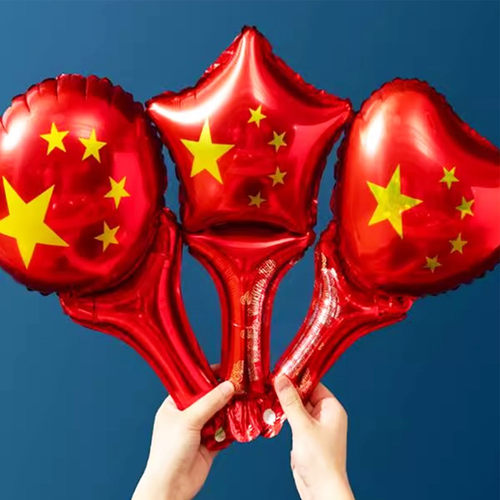 五星红旗手持气球棒助威氛围道具