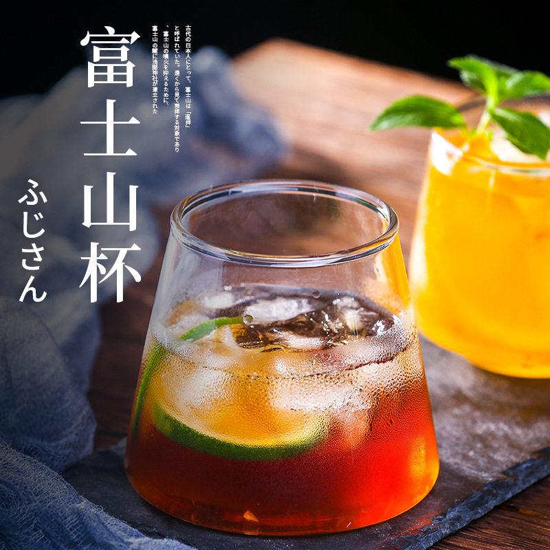 富士山硼硅玻璃杯创意网红家用威士忌啤酒杯果汁饮料杯子酒杯