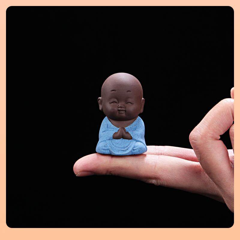 ⇜宇轩指尖小和尚茶宠紫砂吉祥六宝袖珍可爱迷你茶玩茶宠摆件可