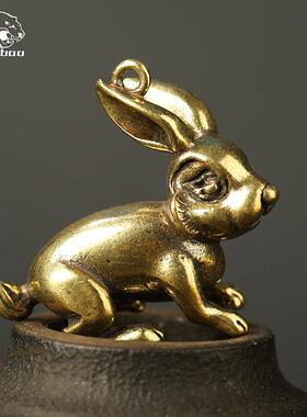 黄铜十二生兔钥匙扣车挂件吊坠铜币虎鼠牛羊龙蛇猴鸡狗猪地摊爆款