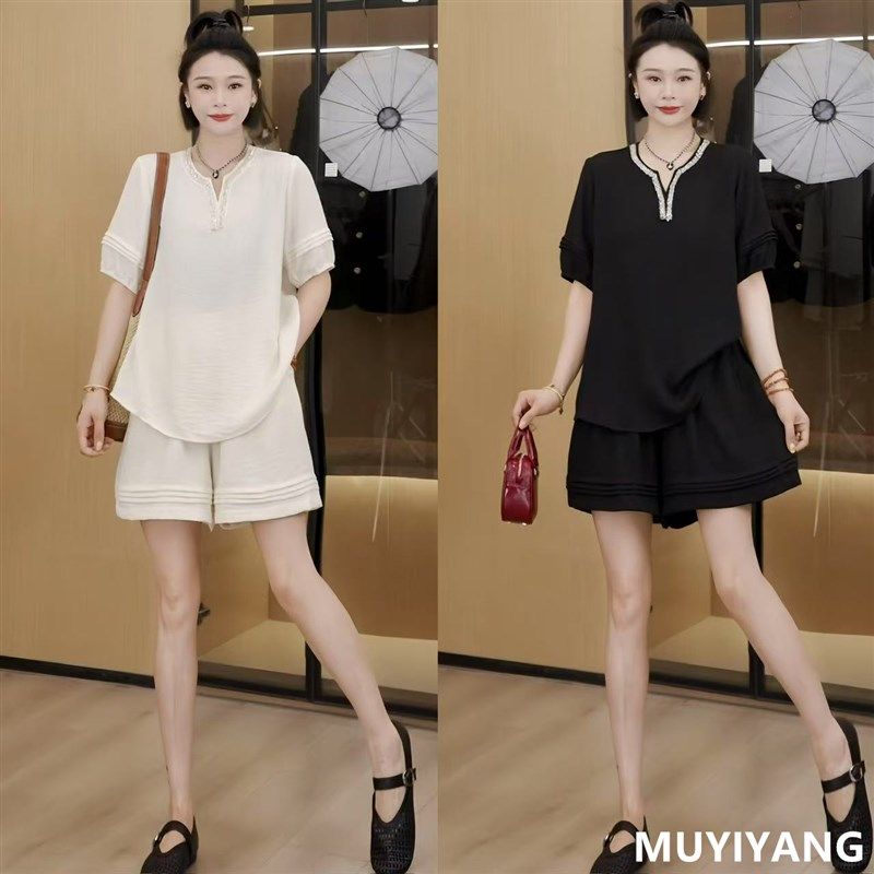 小众独特超好看重工V领钉珠套装女 2025夏季新款高定版两件式套装,女装/女士精品,时尚套装,淘宝优惠券,粉丝福利购,淘宝优惠卷