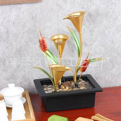 home decor跨境招财流水摆件电视柜办公室前台桌面摆件循环流水