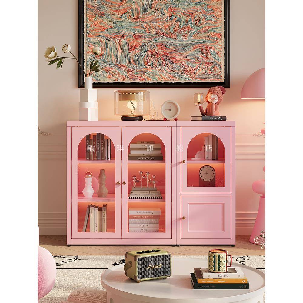 书置物架客家用玻璃带MBP门展示柜铁书艺柜矮柜厅儿童储物柜架收