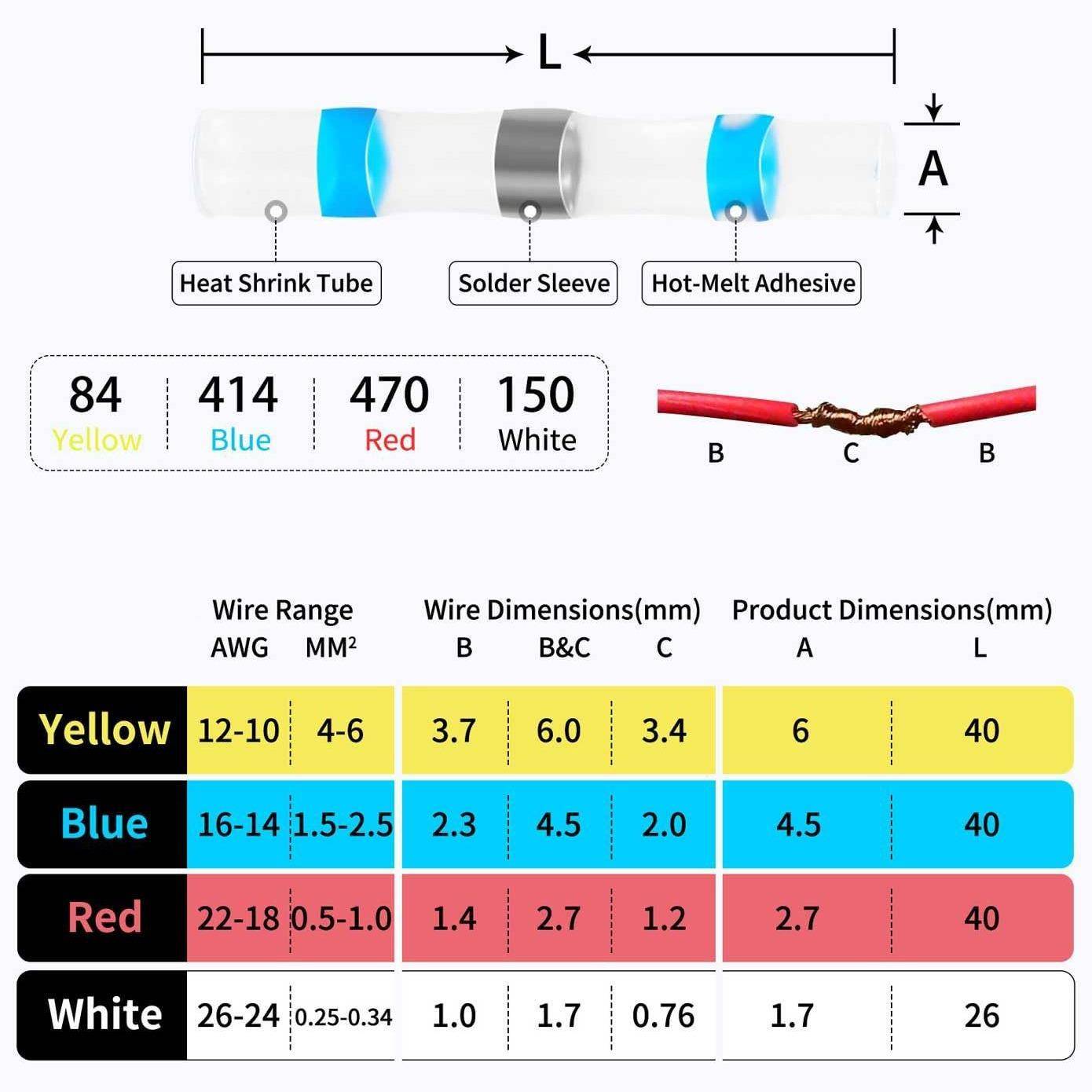套跨境111PCS盒装焊锡环热缩对接子汽端车电子防水8WQM连接器件