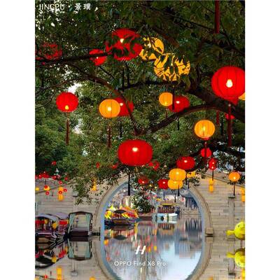 205晒新款中秋圆形灯笼景区街风道IKL古中式户外防水防弹力布2艺