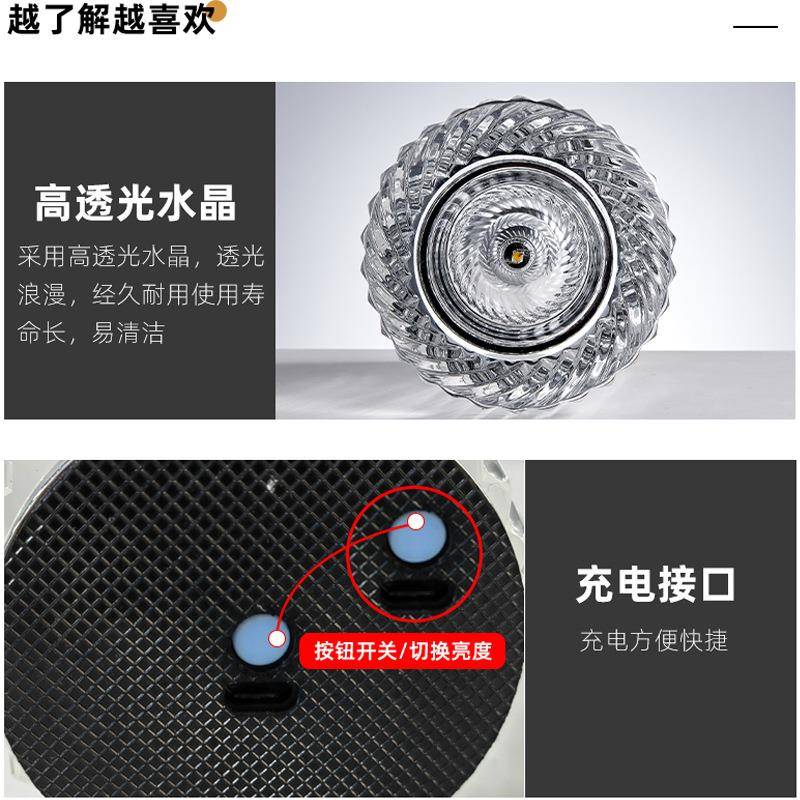 水晶台灯跨境轻奢卧室床头氛围小夜灯餐厅清酒吧led装饰充电台灯