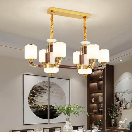 全铜新客中式厅主卧厅灯实木中国风大气ZEO别墅大餐厅室吊灯客厅