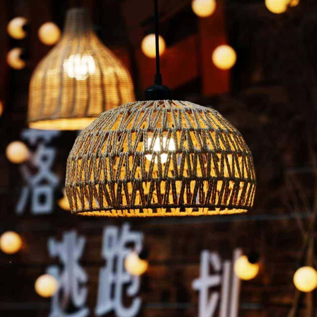 露营肉竹编艺藤吊灯民地庭院烤装饰户外防宿水复古麻181绳灯笼挂,家装灯饰光源,智能吊灯,淘宝优惠券,粉丝福利购,淘宝优惠卷