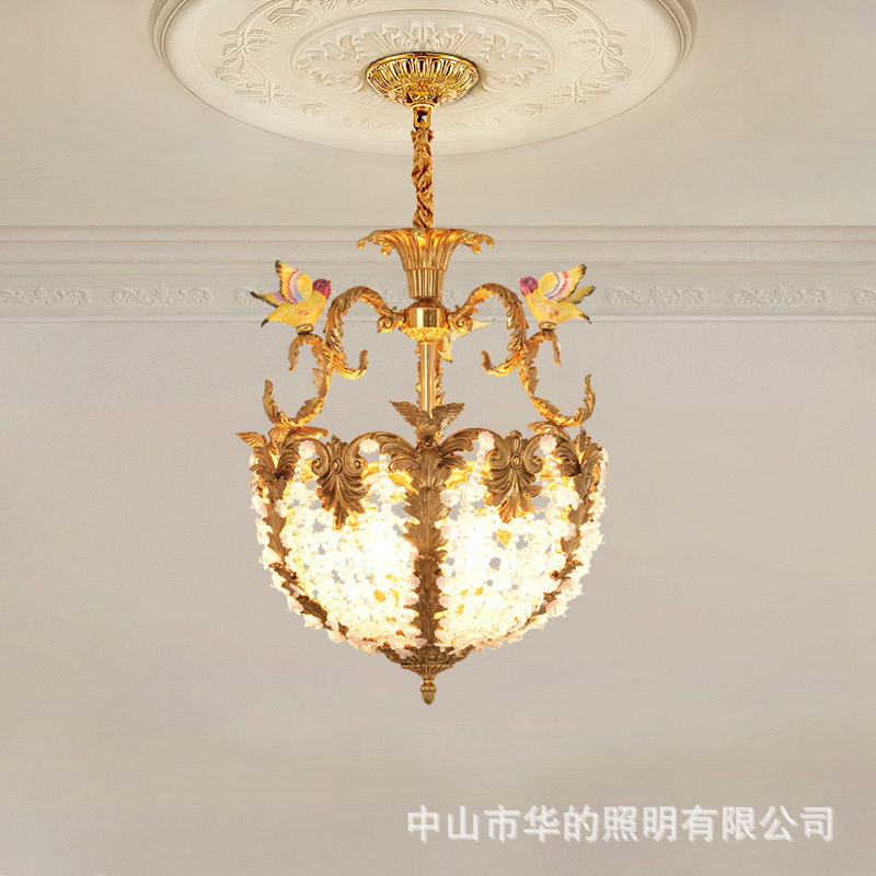 法式田园吊灯卧室灯大气奢华欧式别墅客厅餐厅个性轻奢全铜水晶灯