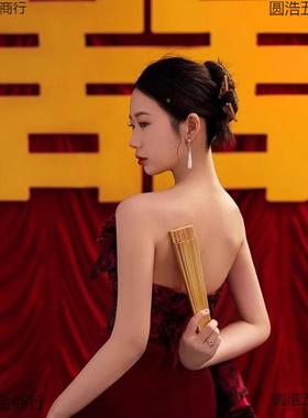 拍照字贴婚礼装饰景布置红AL100381布区背院色子金中式订婚结婚喜