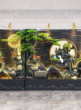 双面水墙假山流水景观幕喷泉客厅办公院tb-74121室风庭别墅屏鱼池