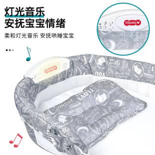 婴加长版 分隔床579灯光音乐功多能婴儿床可折叠旅行婴儿儿 便携式
