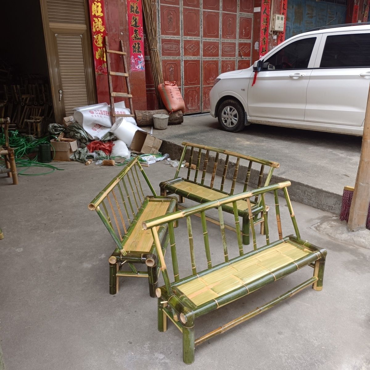 竹凳子竹椅子禅意靠背阳台椅长椅民宿餐厅椅传统老式手工椅子中式
