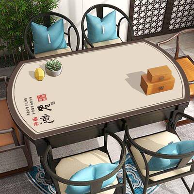 新垫式长椭圆形茶几桌布可中VBF折叠伸餐缩半圆形弧形桌垫桌防油