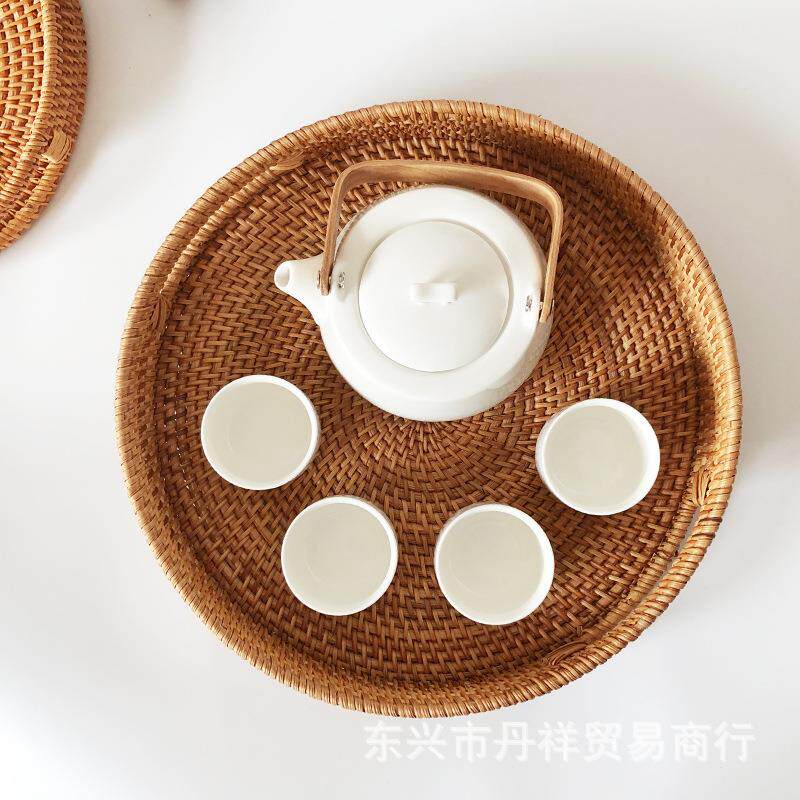 形南手工手编织越藤编草编水果盘果篮011茶盘托盘圆提创意收纳篮