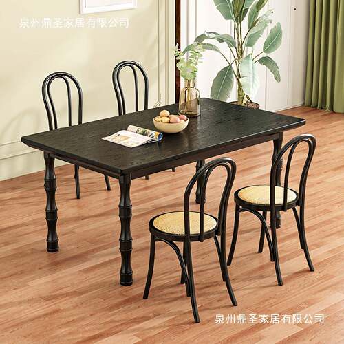 美式复全实木餐桌古家用中半弧岛PDG台靠墙饭桌小户型古方形形餐