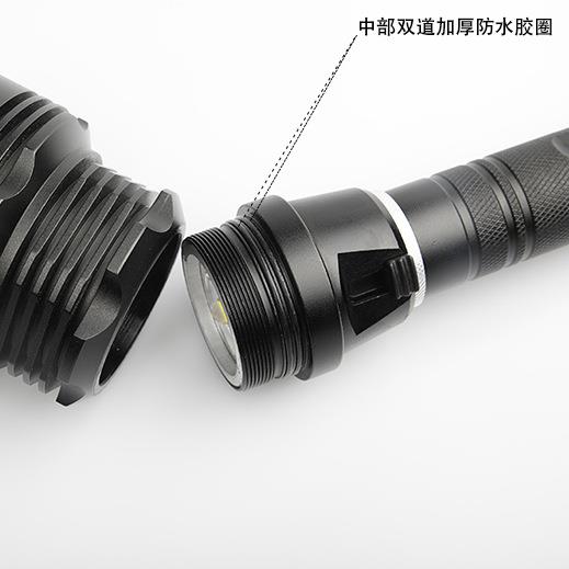 P90强光潜水手电筒超亮水下夜潜赶海水蛙人照明补光黄光灯26650