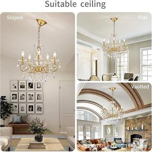 法140式 玻房间卧餐室金色铁艺楼道厨房厅灯亚马逊璃蜡烛灯水晶吊