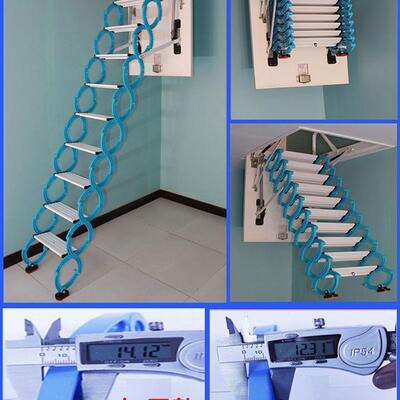 电形动阁楼伸缩梯家用隐室内复式隐折藏楼收GYH缩拉伸全自动叠升