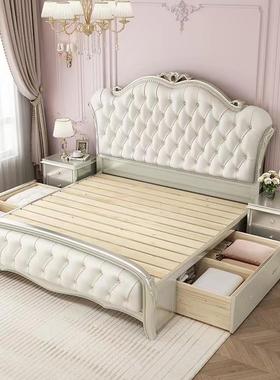 美式轻奢实17429木床1米8主卧双大法式公主床欧雕花婚人丘新比特