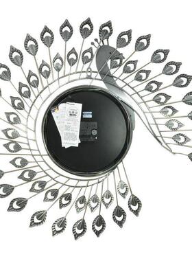 现代时尚厅静客音孔雀挂钟卧室工创艺意铁挂表个性时钟艺钟MT0803