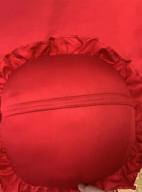 V45O大婚庆小抱绒枕6红0支长棉F76566SH圆枕形子孙枕贵妃纯棉刺绣