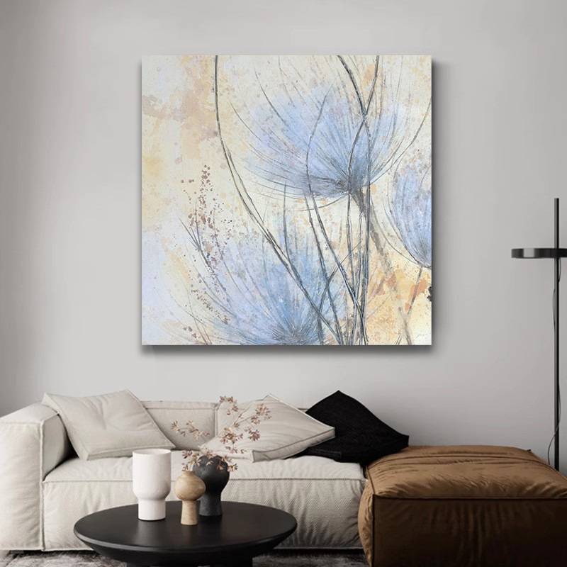 纯手绘抽象油画 白兰花卉沙发背景客厅卧室画玄关餐厅肌理装饰画图片