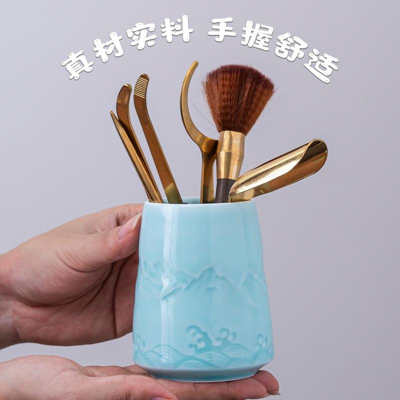 青瓷子茶道六君套装配大件全工茶配件泡20241110茶具陶瓷高档茶筒