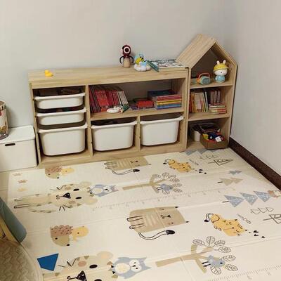 蒙儿房宝宝本架书架绘实木多氏KLM层置物童架房子简易落地玩具收