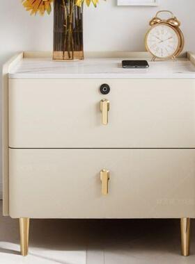 2智025款多功能卧室床边柜新简约代现轻奢感NNE带锁能床头柜实木