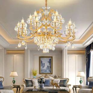 欧式 轻奢水晶厅吊灯气中山灯46381饰别墅酒店餐大奢厅华K9水晶灯