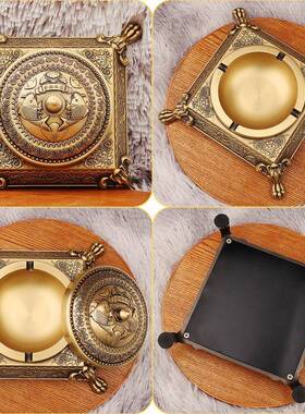 烟灰缸客厅办公室大号复古梅兰竹超菊带盖缸面AVI摆桌件烟工艺品