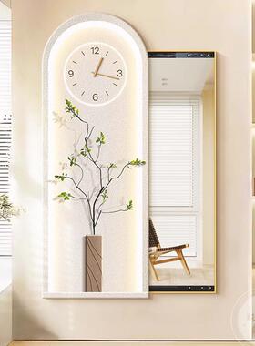 拉奶油风玄关推全身装100273饰镜画形隐藏式镜子遮挡可关闭穿衣镜