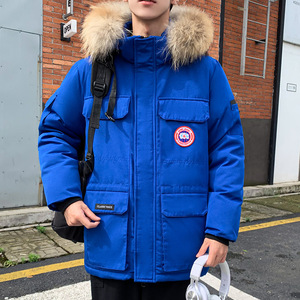 新款外贸外套工装情侣羽绒服  潮短款新款冬雪加厚人造毛