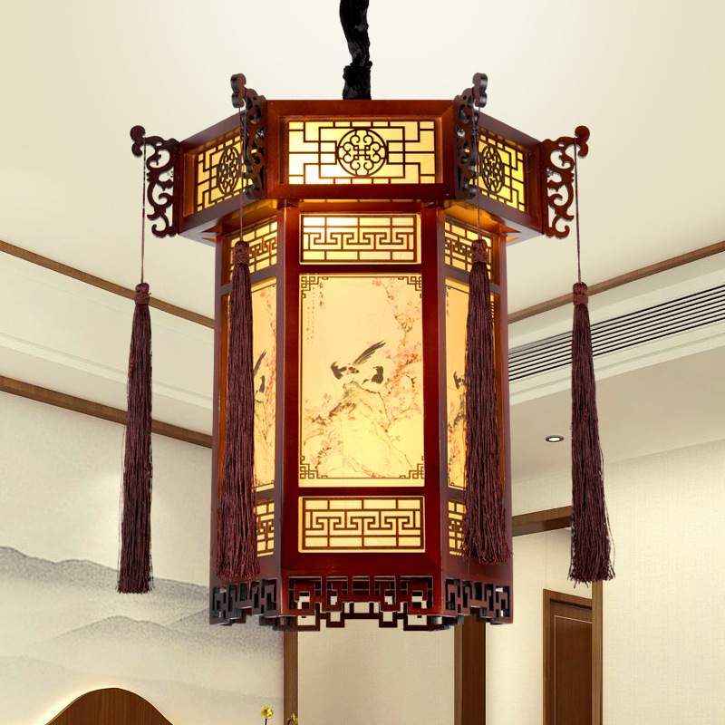 中式古典灯笼吊灯仿古实木宫灯火锅店餐厅户外走廊装饰广告木艺灯