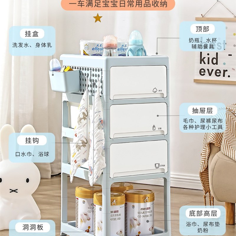 婴儿用品置物架小推车新生儿宝宝抽屉z式移动床头卧室奶粉罐收纳