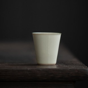 斜阳直筒品茶喝茶杯子 拟古描边陶l瓷品茗杯 家用素雅单杯