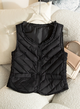 羽绒丝马甲女2024冬季新款保暖贴身绒丝内胆背心内穿轻薄大衣内搭