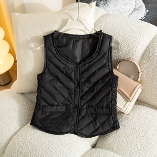 羽绒丝马甲女2024冬季 保暖贴身绒丝内胆背心内穿轻薄大衣内搭 新款