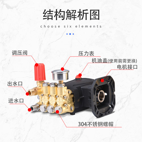超高压商用洗车机泵头总成220V大功率陶瓷柱塞380V工业清洗机配件