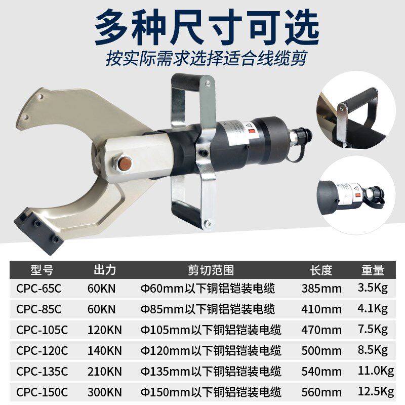开口式电动液压电缆剪150C/130/120分体式铜铝线缆剪电缆回收剪刀