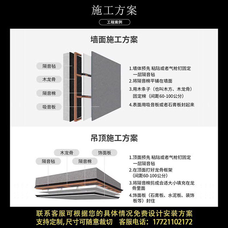 隔音棉聚酯纤维吸音棉墙体吊顶消音卧室家用隔音板材料80k填充棉